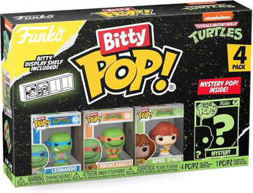 Funko Bitty Pop! Teenage Mutant Ninja Turtles - Leonardo, Michelangelo, April O’Neil und eine Überraschungs-Mini-Figur - 0.9 Inch (2.2 cm) - TMNT Sammlerstück Stapelbares Display-Regal Inklusive