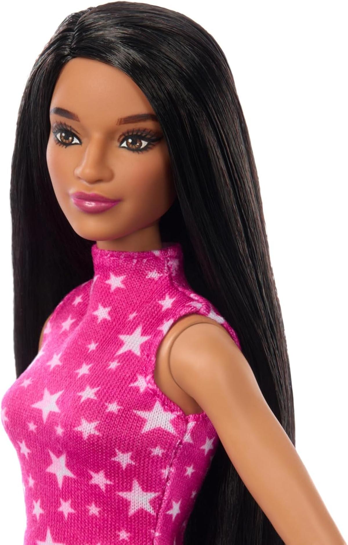 Mattel Barbie Fashionistas Puppe Nr. 215 mit schwarzem, glattem Haar HRH130