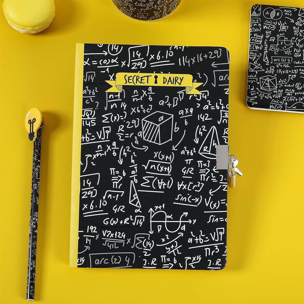 I-TOTAL ® Tagebuch Vorhängeschloss Schlüsseln 80 Seiten Mathematik