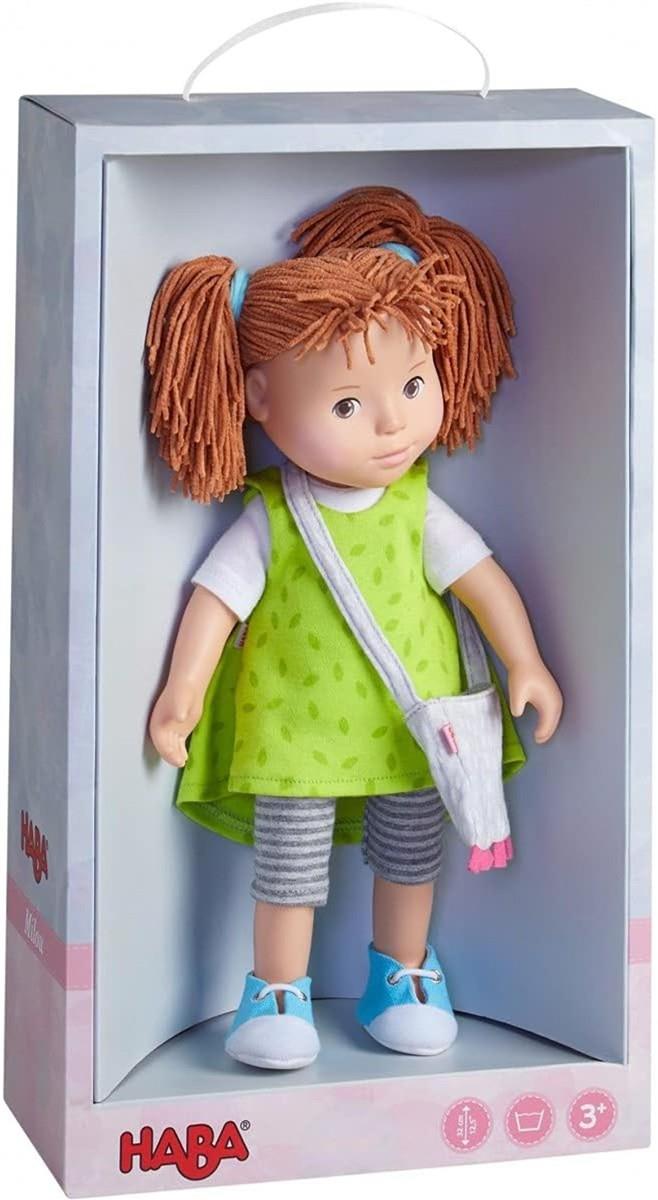HABA 305585 - Spielpuppe Milou, Puppe mit weichem Körper, Gliedmaßen und Kopf aus Vinyl, 32 cm, Spielzeug ab 3 Jahren