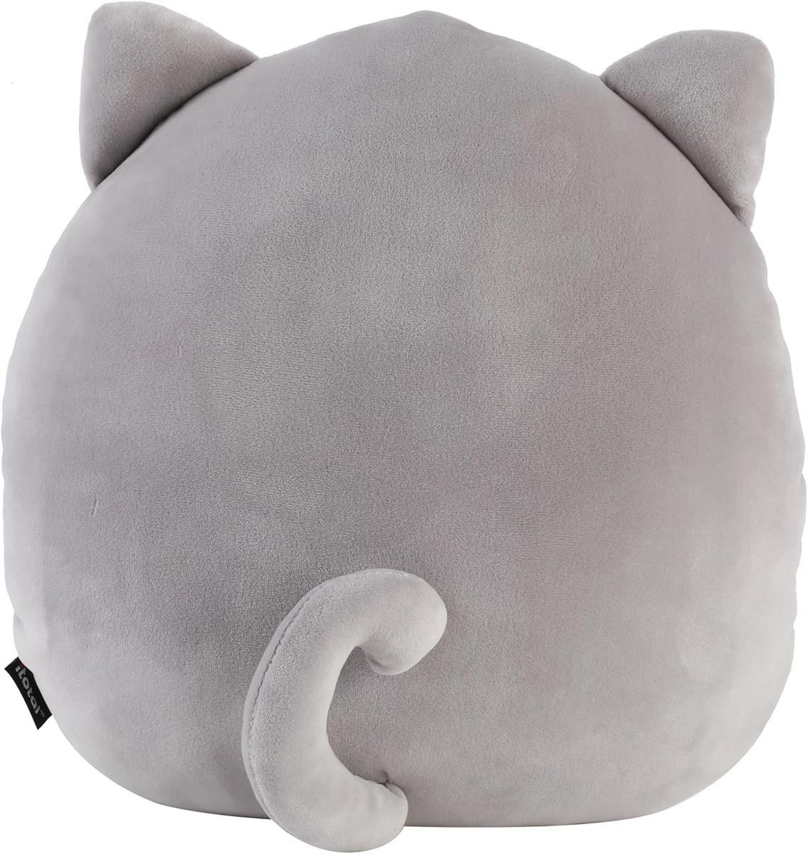I-TOTAL ® - Dekokissen für Kinder/Wohnzimmer, Flauschiges Stoffkissen in Form graue Katze