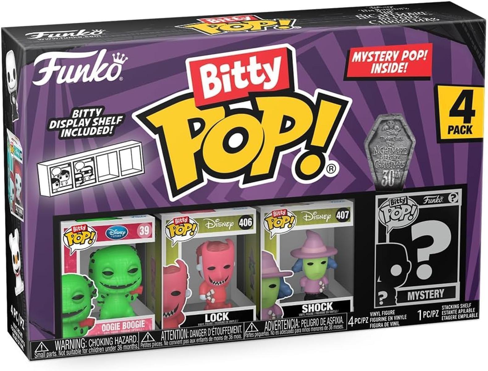 Funko Bitty Pop! The Nightmare Before Christmas - Oogie Boogie 4PK - Oogie Boogie, Lock, Shock und eine Überraschungs-Mini-Figur - 0.9 Inch (2.2 cm) Sammlerstück - Geschenkidee Fans