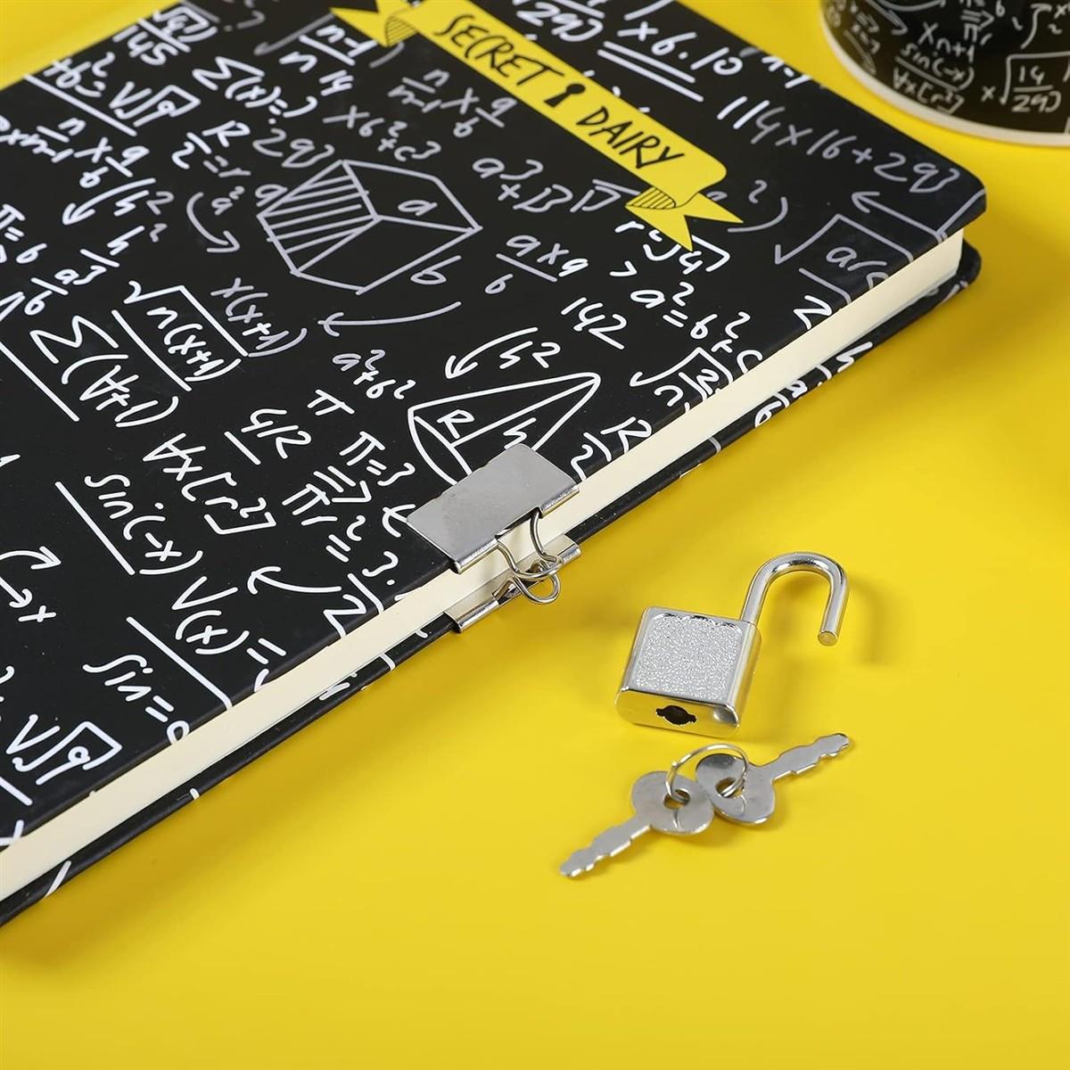 I-TOTAL ® Tagebuch Vorhängeschloss Schlüsseln 80 Seiten Mathematik