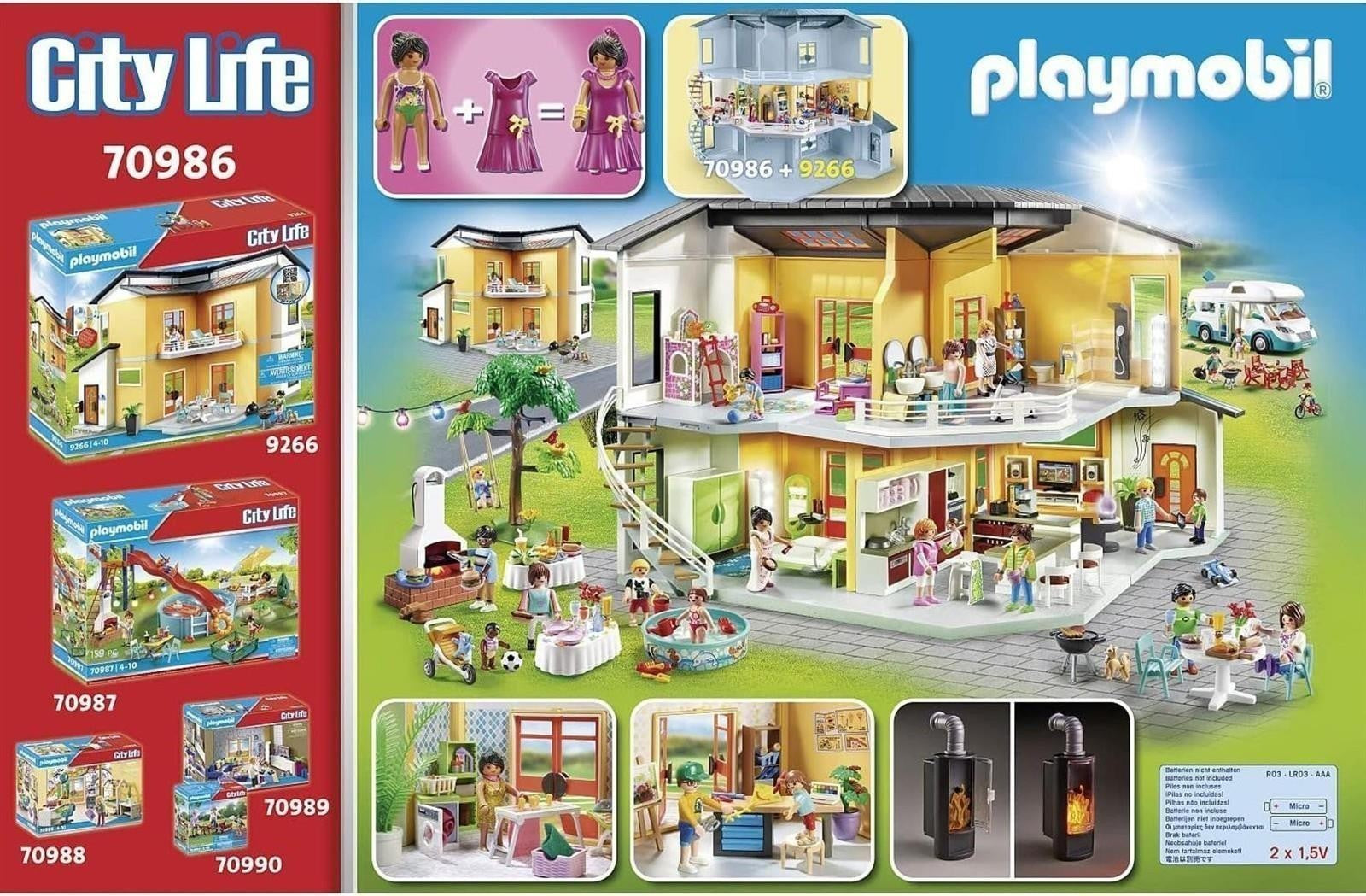 PLAYMOBIL City Life 70986 Etagenerweiterung Wohnhaus, Mit Lichteffekt, Spielzeug für Kinder ab 4 Jahren