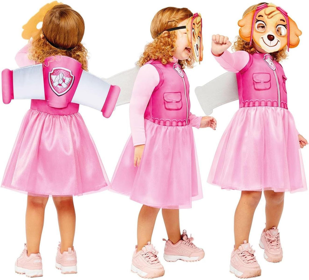 Amscan - Kinderkostüm Skye aus Paw Patrol, Kleid, Flügel, Maske, Serie, Helfer auf vier Pfoten, Hund, Motto-Party, Karneval