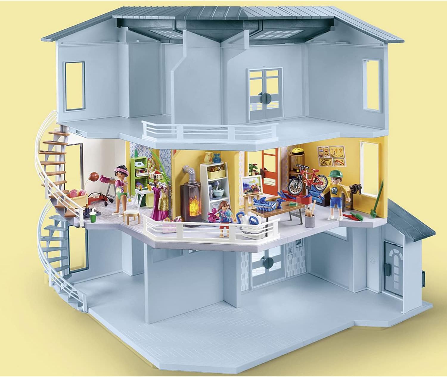 PLAYMOBIL City Life 70986 Etagenerweiterung Wohnhaus, Mit Lichteffekt, Spielzeug für Kinder ab 4 Jahren