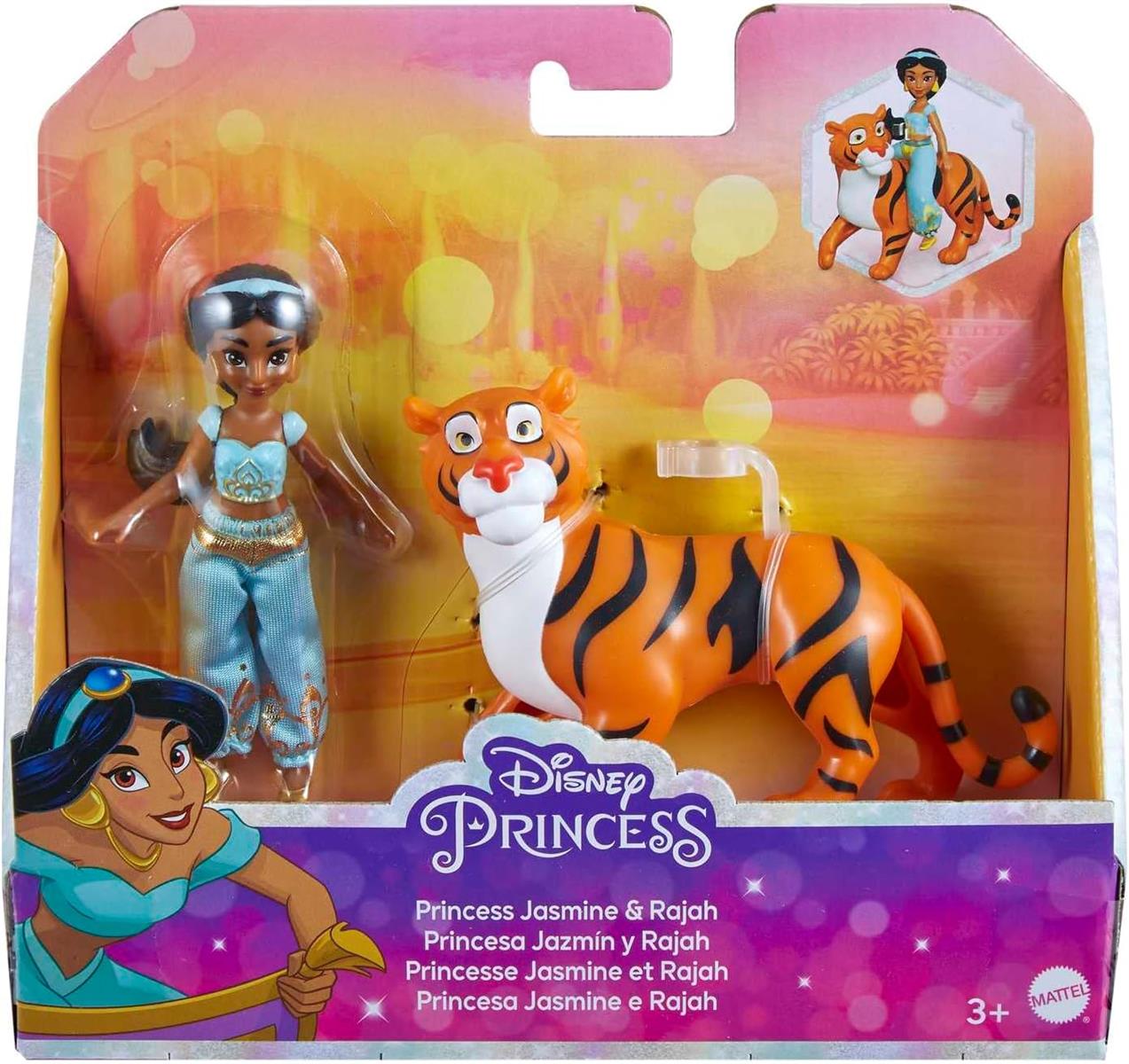 Mattel DISNEY Prinzessin Jasmin und Rajah Puppe Tigerfigur Aladdin 3 Jahren, HLW83