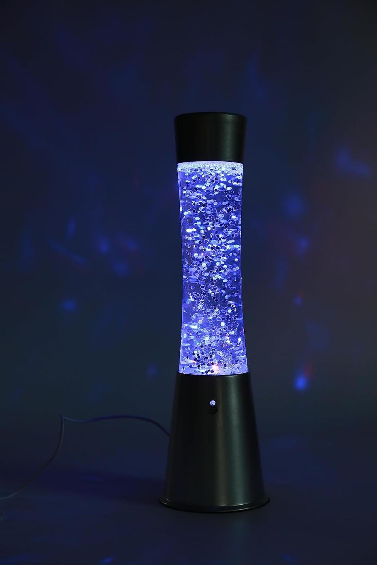I-TOTAL® farbwechselnde LED-Lavalampe mit Glitzer, transparente Flüssigkeit