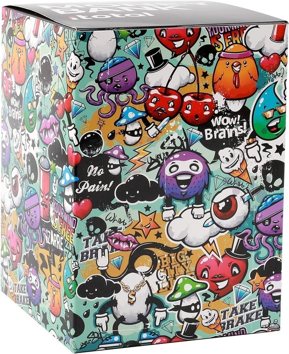I-TOTAL® Spardose Vorhängeschloss Schlüssel Sparbüchse Metall Graffiti