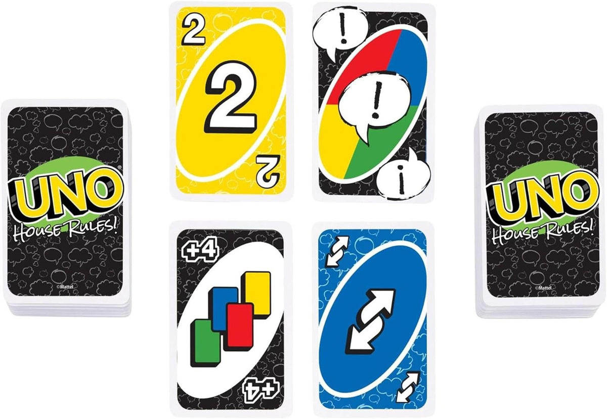 Mattel Games UNO House Rules Kartenspiel für Familienabende, Spieleabende, Reisen, Camping und Partys, HRL31