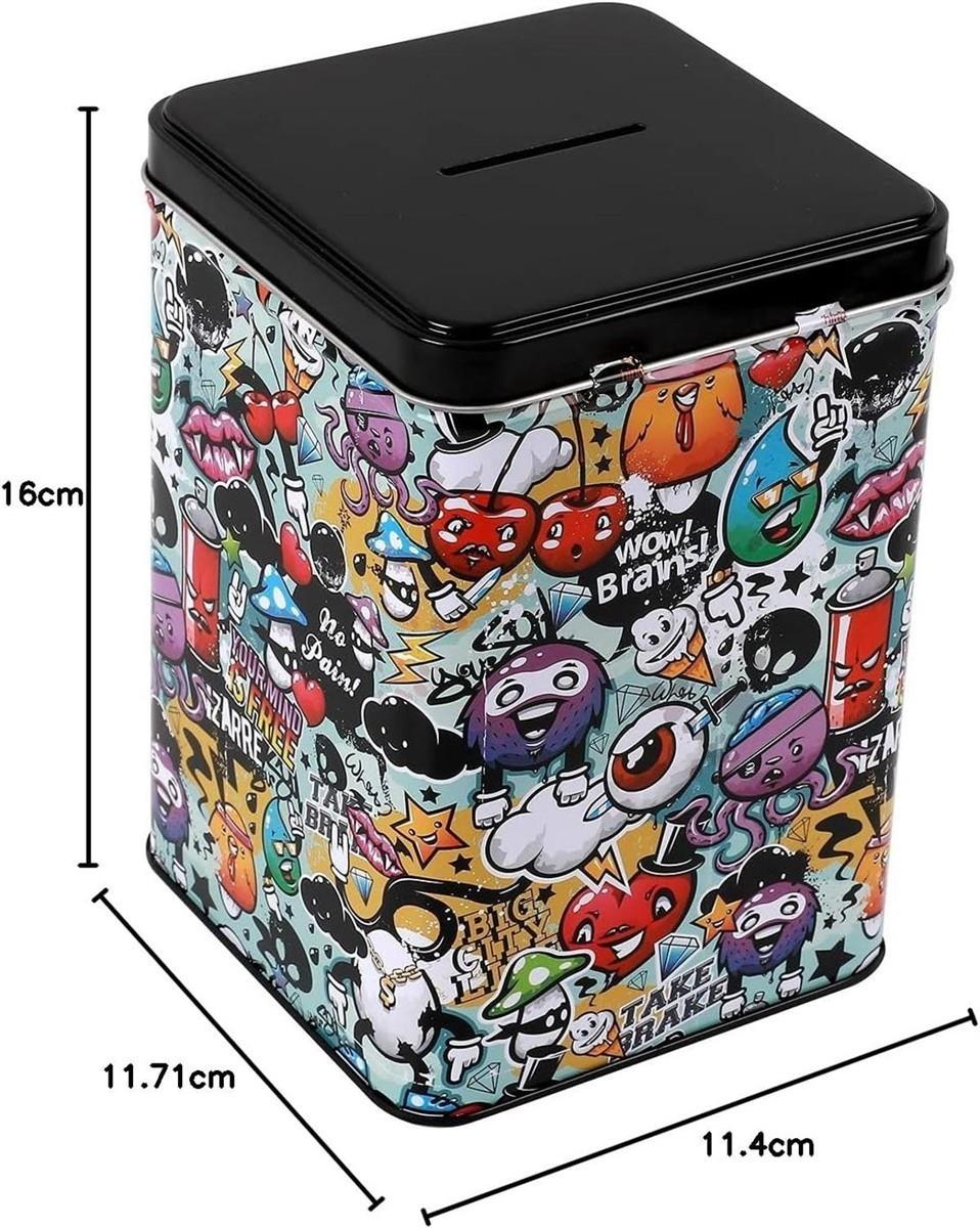 I-TOTAL® Spardose Vorhängeschloss Schlüssel Sparbüchse Metall Graffiti