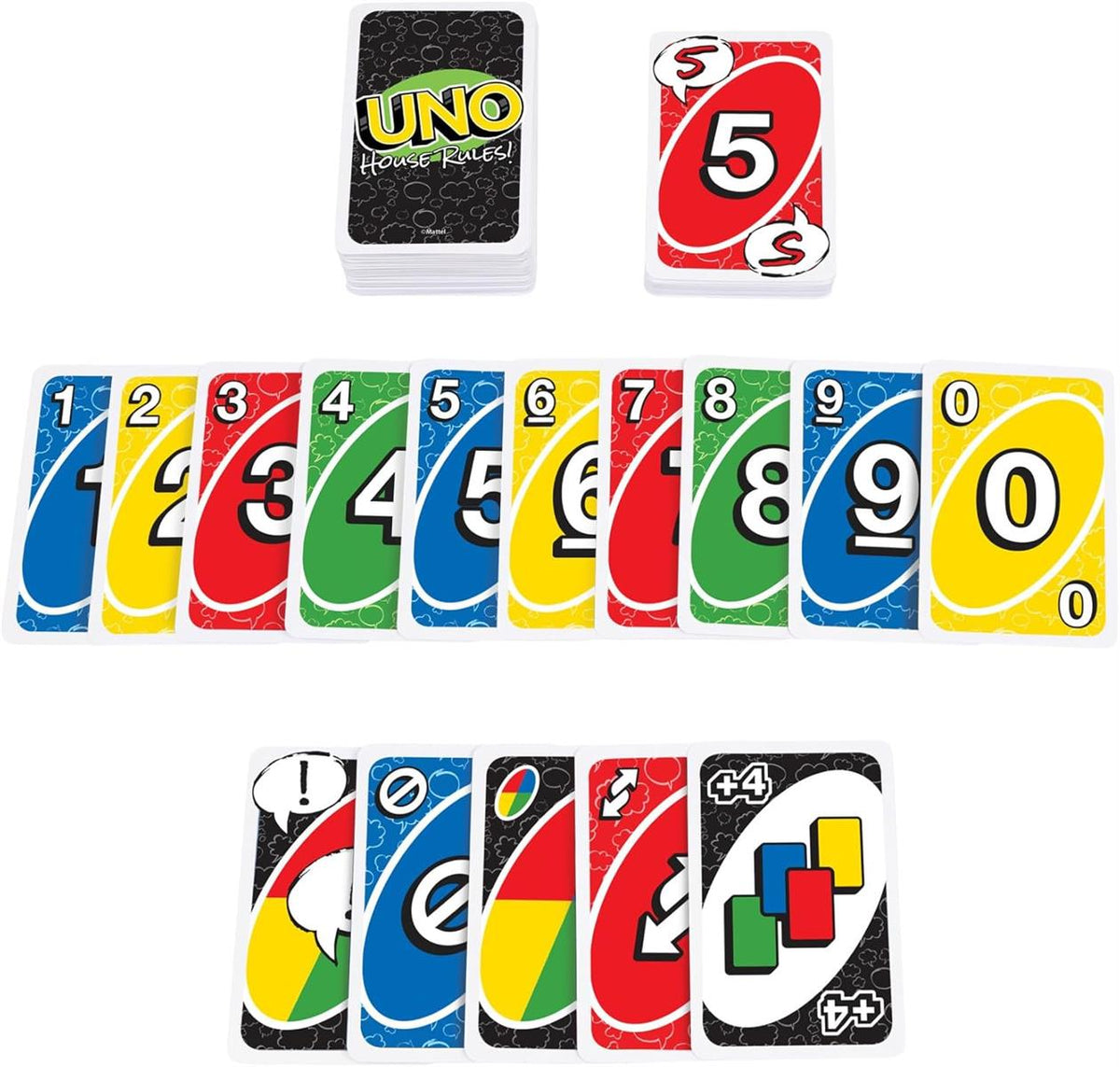 Mattel Games UNO House Rules Kartenspiel für Familienabende, Spieleabende, Reisen, Camping und Partys, HRL31