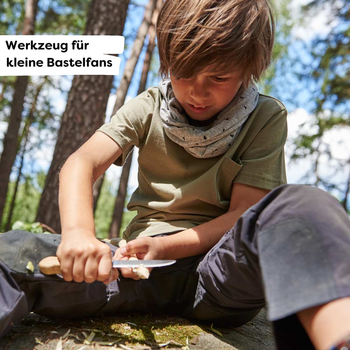 HABA 304245 Terra Kids Outdoormesser, ergonomisches Freizeit und Schnitzmesser, feststehende Klinge aus rostfreiem Stahl, transparent