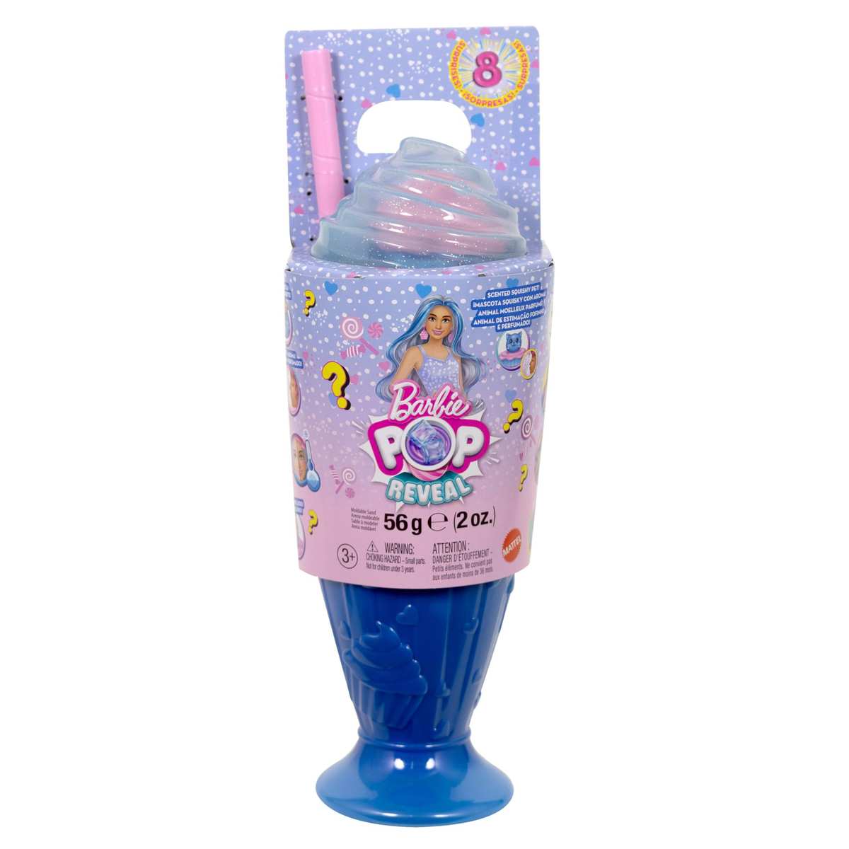 Barbie Pop Reveal Serie Set Modepuppe + Zubehör Cupcake Design + Haustier JFY61 3+