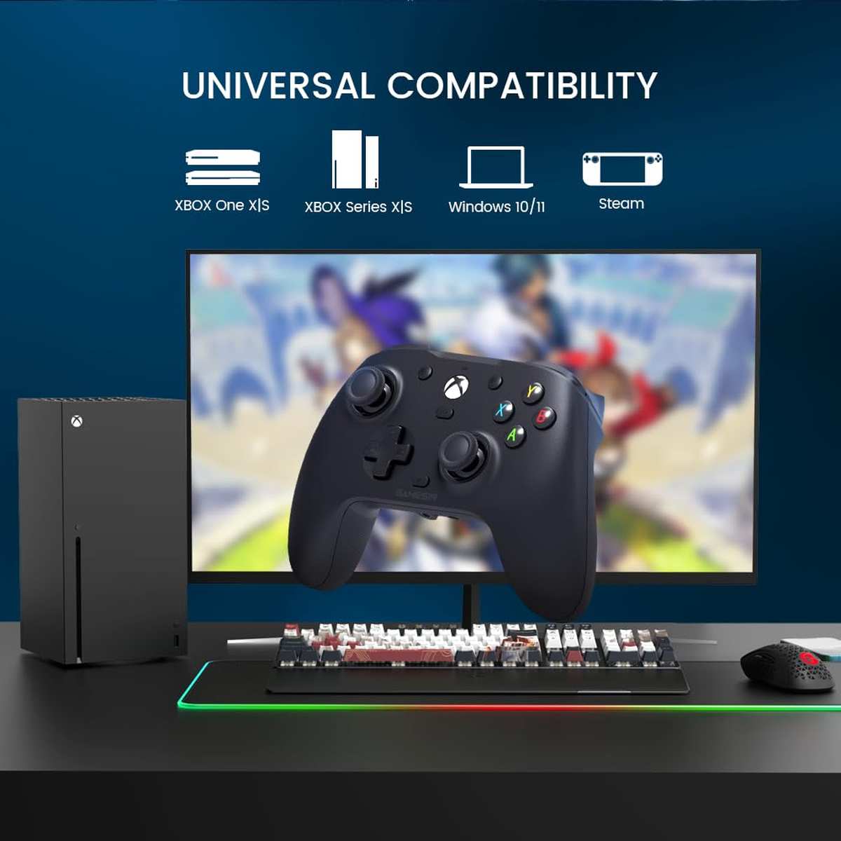 GameSir G7 HE Wired Controller für Xbox Series Windows 10|11 PC Game Controller mit Hall Effekt Sticks Black