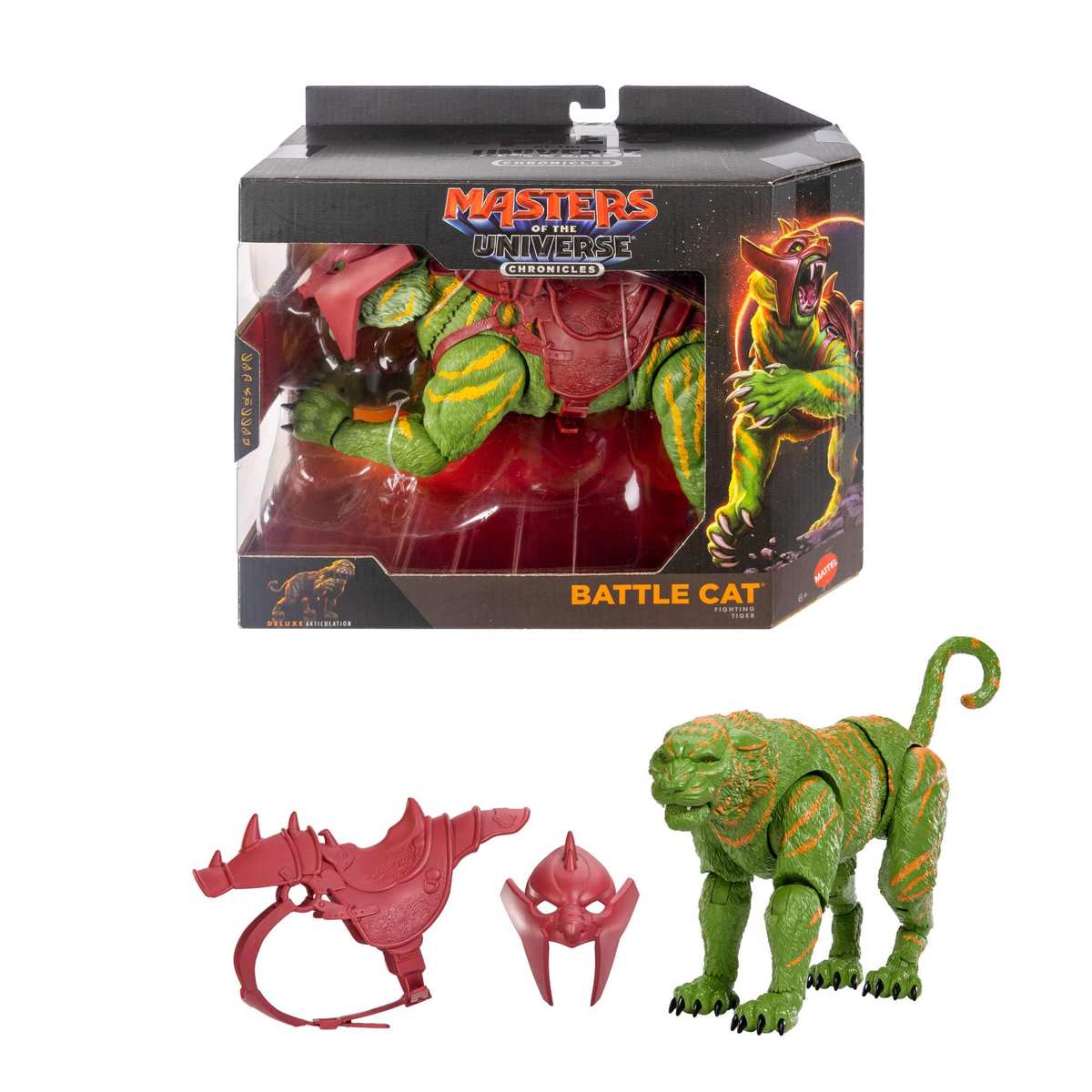 Masters of the Universe Chronicles Actionfigur Battle Cat, Maßstab 1:12, detailgetreu zum Film von 2026, Glasaugen und bewegliches Maul, Tiger mit Sattel und Panzerung, JKJ32