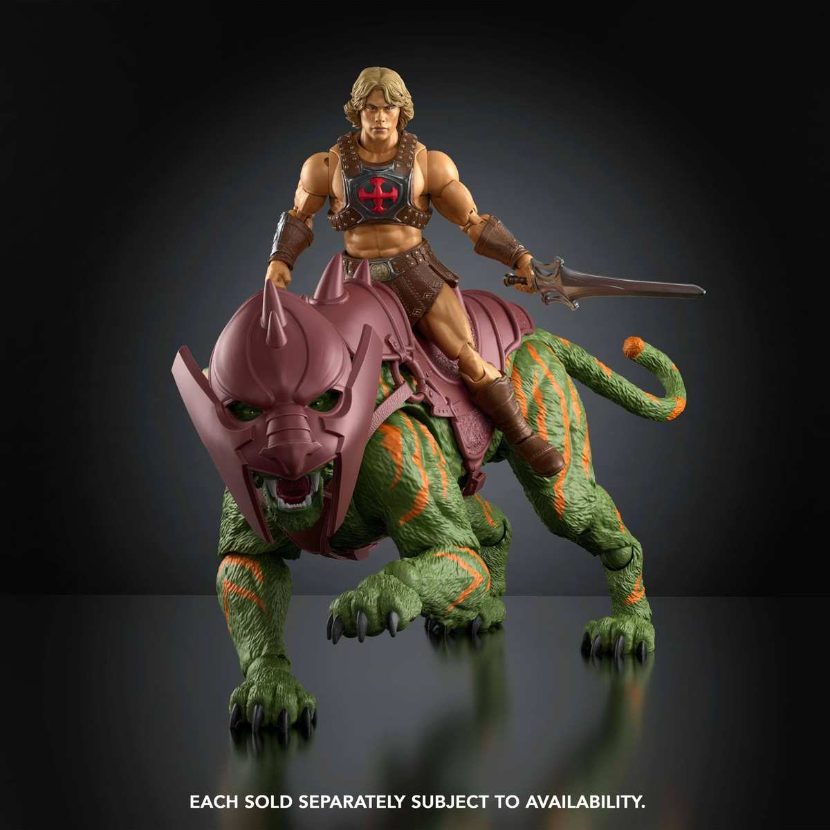 Masters of the Universe Chronicles Actionfigur Battle Cat, Maßstab 1:12, detailgetreu zum Film von 2026, Glasaugen und bewegliches Maul, Tiger mit Sattel und Panzerung, JKJ32