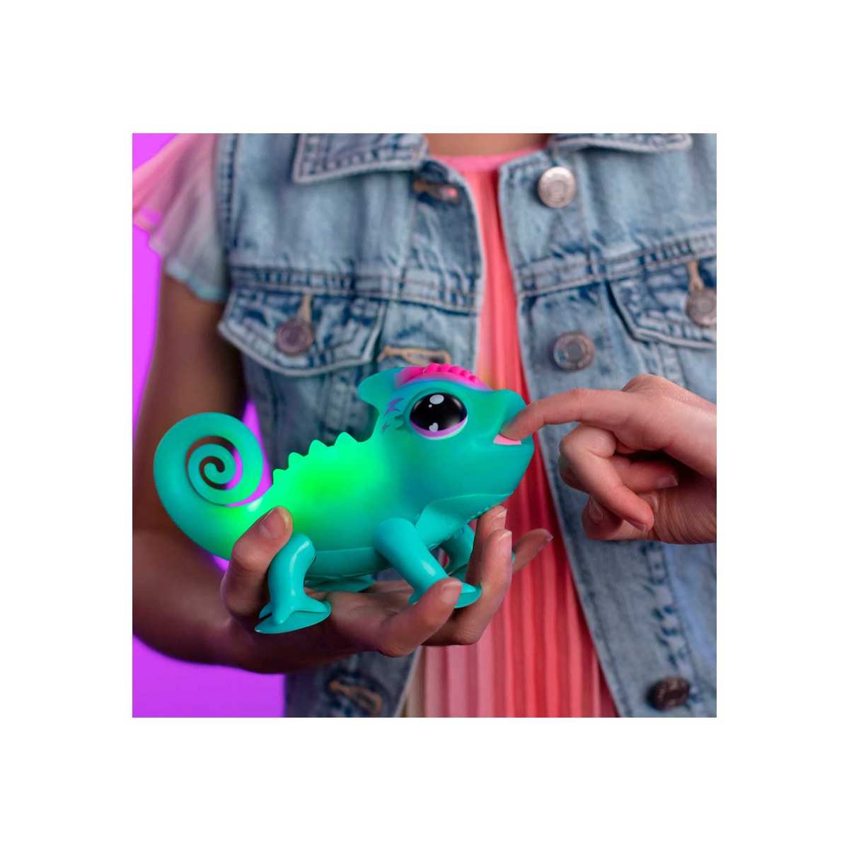 Little Live Pets Sunny Your Chamäleon, Leuchtend, interaktives Spielzeug mit Touch-Sensoren, leuchtet auf, drückt Emotionen aus und hat mehr als 30 Geräusche, Haustier für Kinder ab 5 Jahren, berühmt
