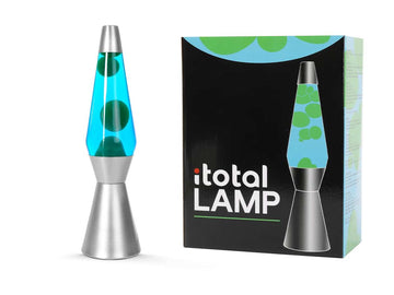 I-TOTAL® Farbige Lavalampe Spaceship Sockel silber grünes Wachs