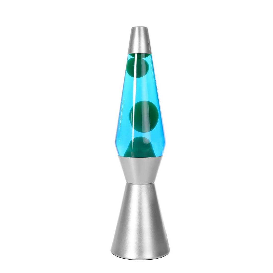 I-TOTAL® Farbige Lavalampe Spaceship Sockel silber grünes Wachs