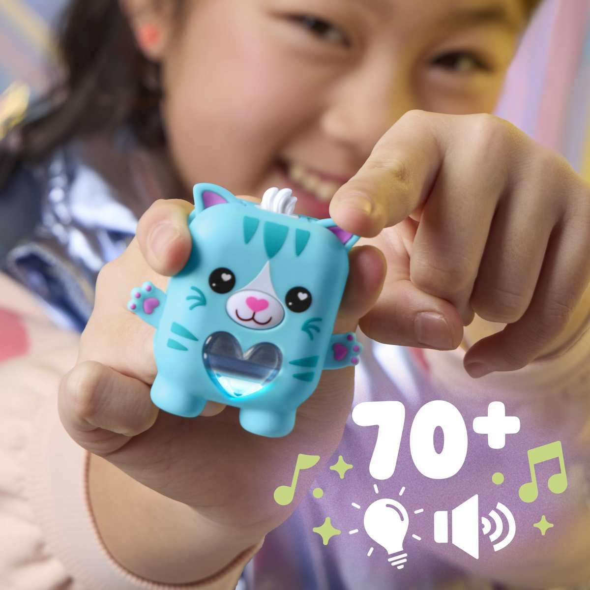 Hasbro Nano-MALS Pawtricia das Blaue Kätzchen elektronisches Fidget-Tierchen, Türkis