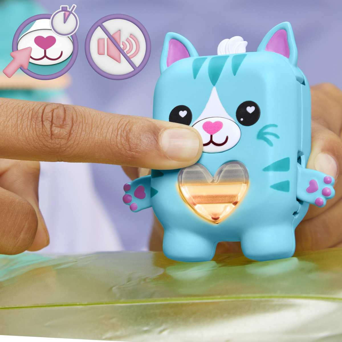Hasbro Nano-MALS Pawtricia das Blaue Kätzchen elektronisches Fidget-Tierchen, Türkis
