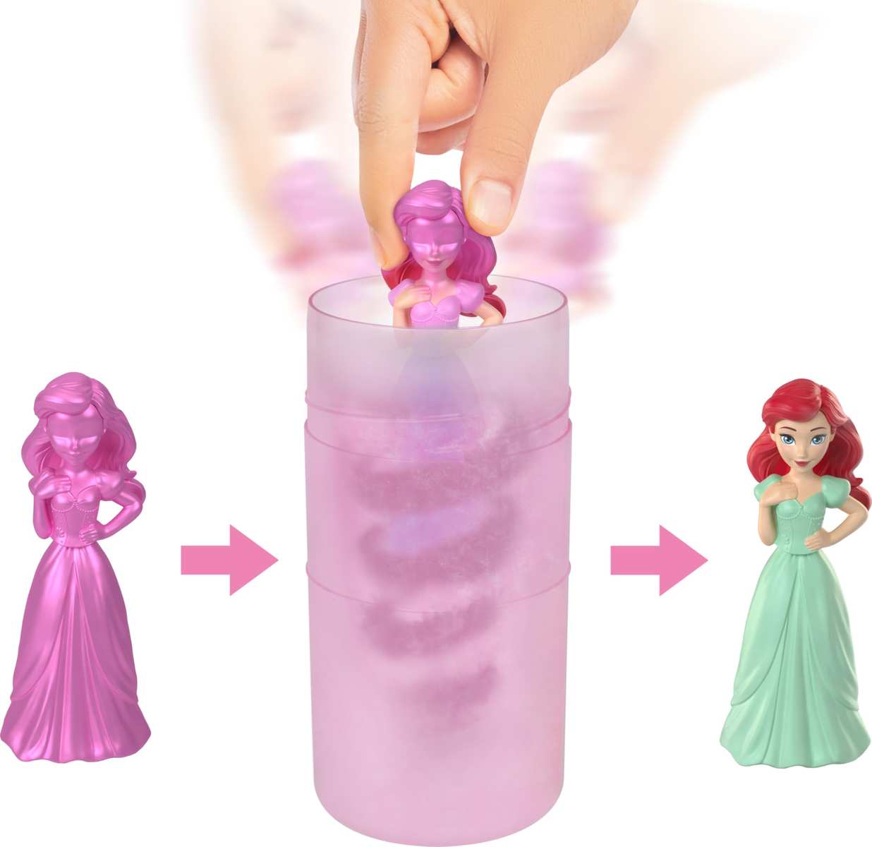 Mattel Disney Princess Toys 6 kleine Puppen-Überraschung königliche Farbenthüllung Armband Puppen können variieren 3+