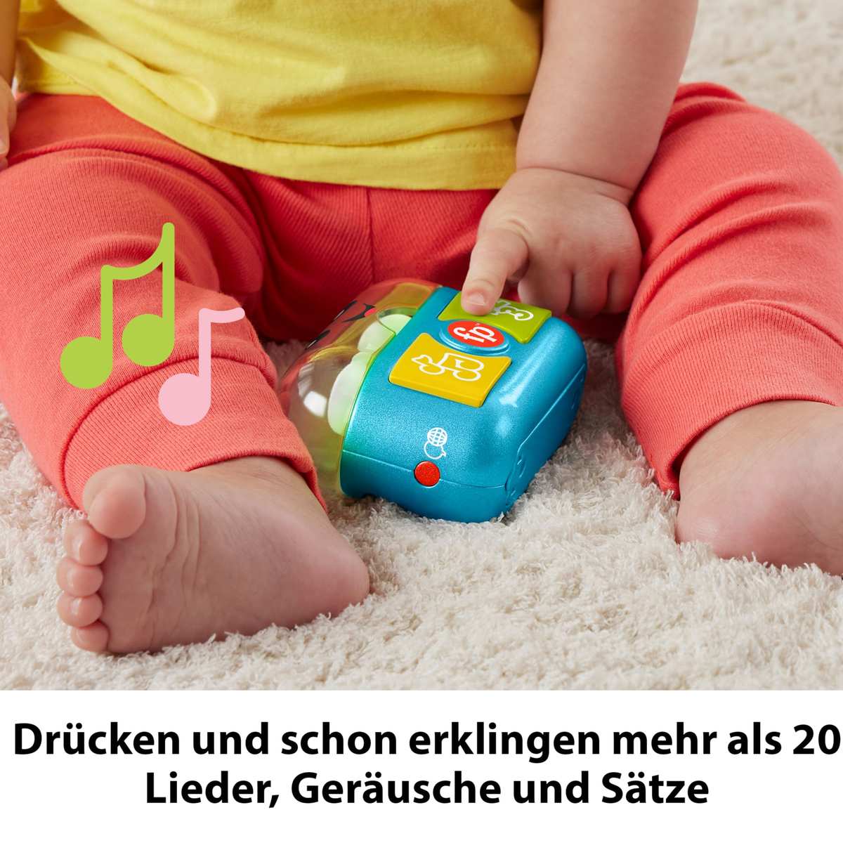Fisher-Price Lern- und Spielspaß Mitspielohrstöpsel - Interaktive Ohrstöpsel mit lustigen Lichtern, Lernliedern und feinmotorischen Aktivitäten, über 20 Melodien und Sätze, ab 6 Monaten, HWY45