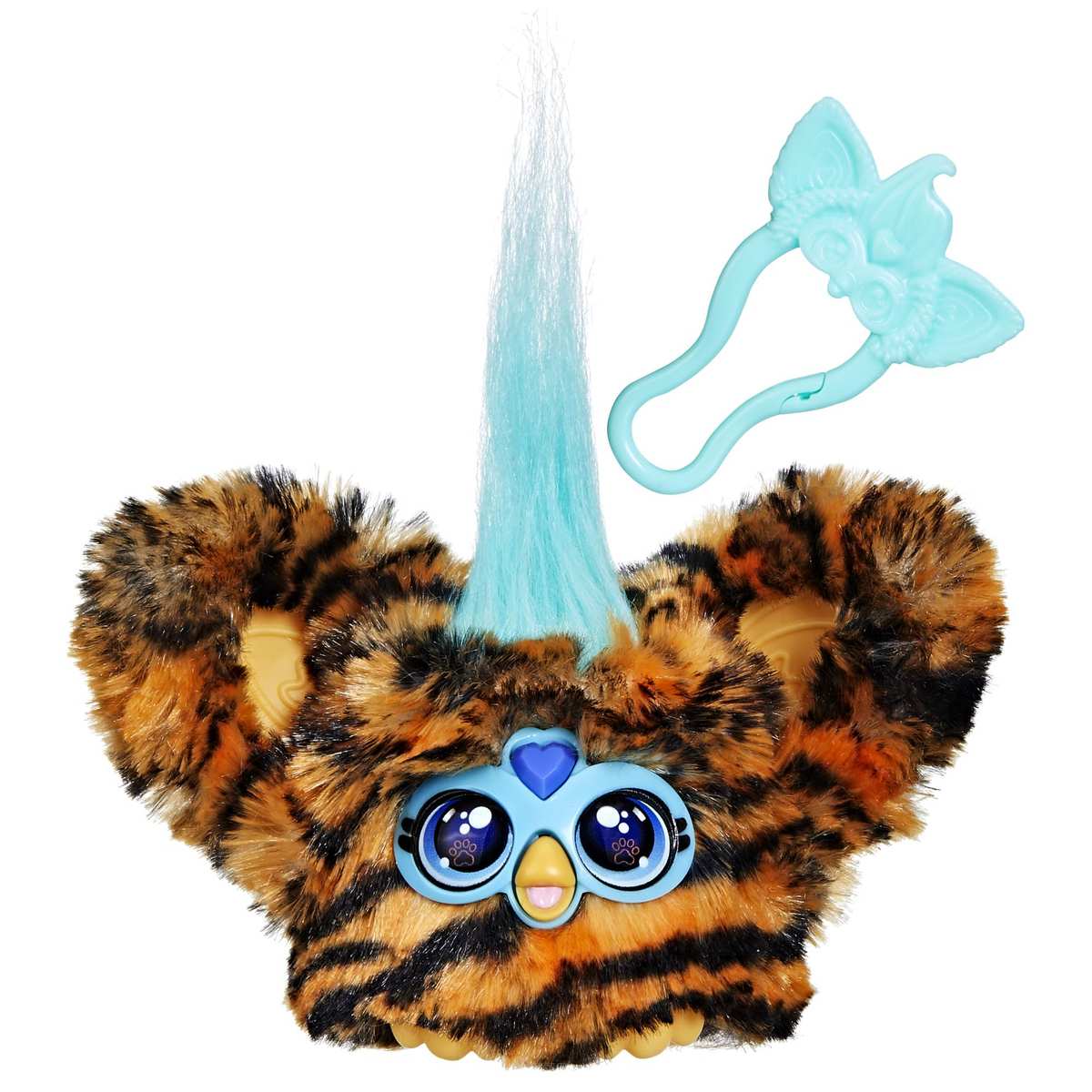 Furby Furblets Ty-Bee elektronisches Plüschtier mit Tiger-Muster Stofftier 6+ mit Musik und Geräuschen und Schlüsselanhänger