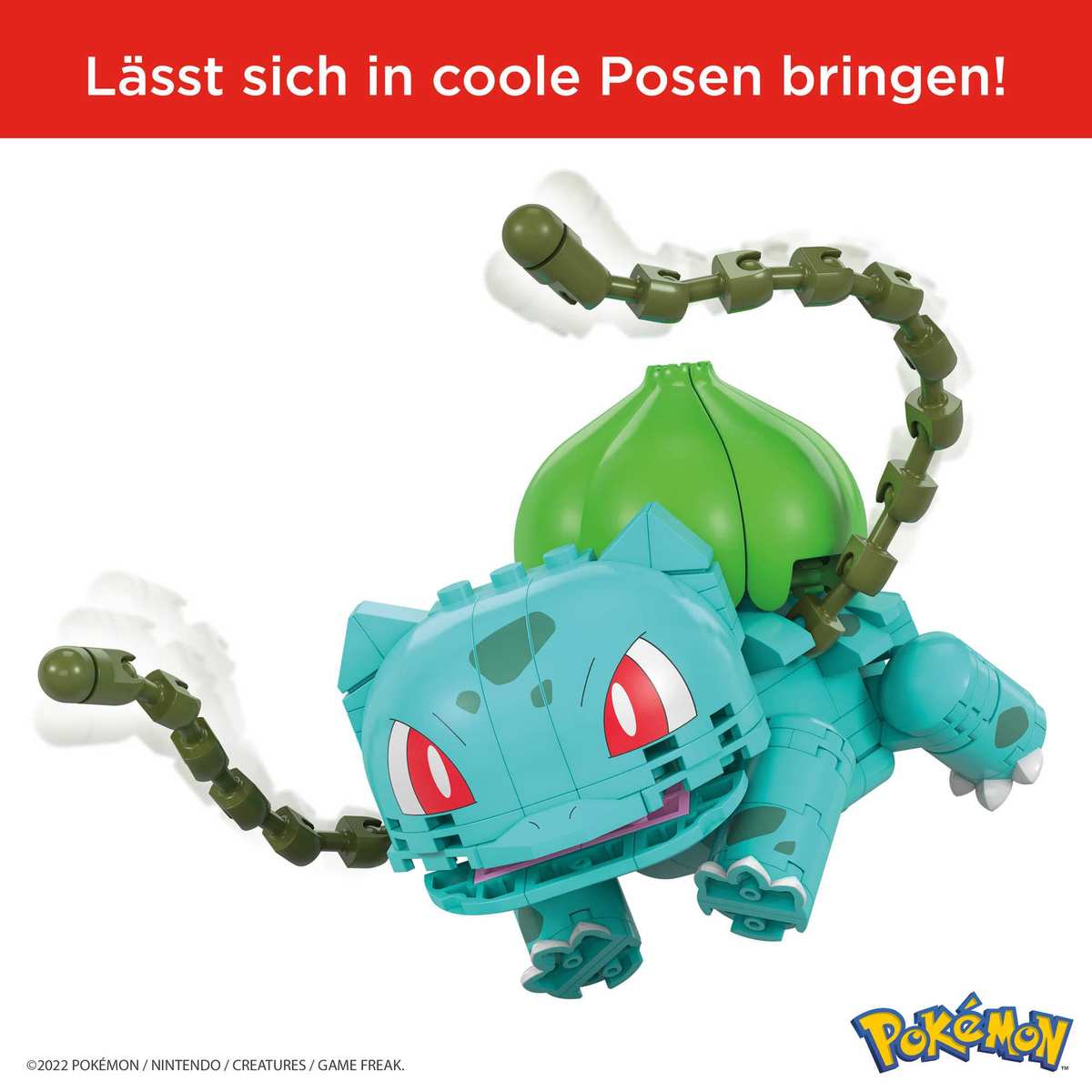 POKÉMON Bisasam Bauset bewegliche Figur 175 tlg., inklusive Pokéball-Stift für Kinder ab 6 Jahren GVK83