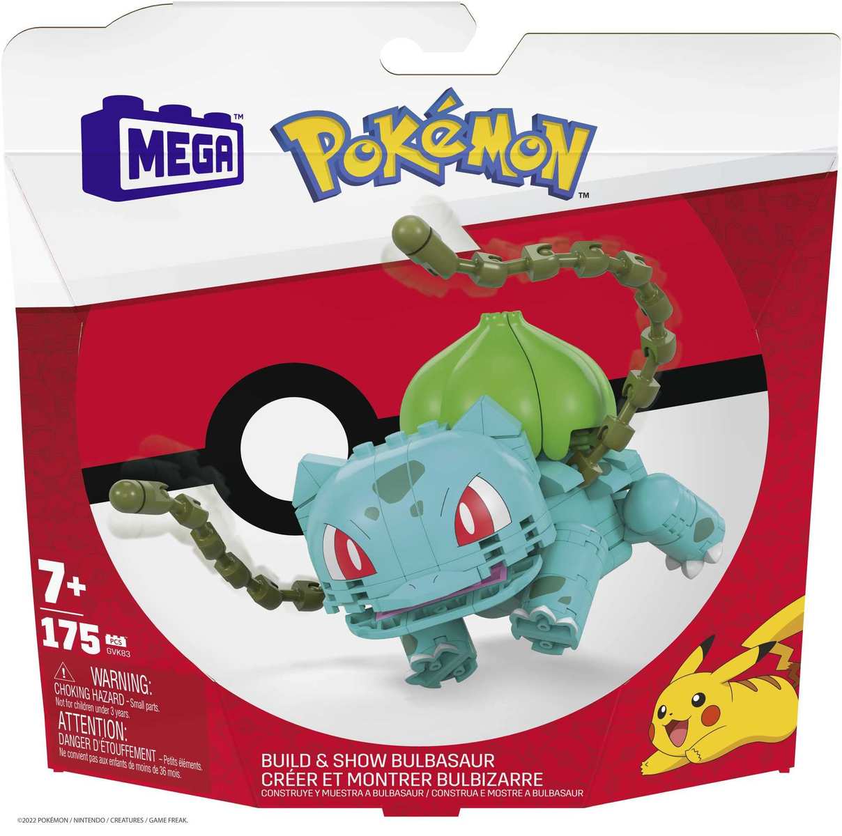 POKÉMON Bisasam Bauset bewegliche Figur 175 tlg., inklusive Pokéball-Stift für Kinder ab 6 Jahren GVK83