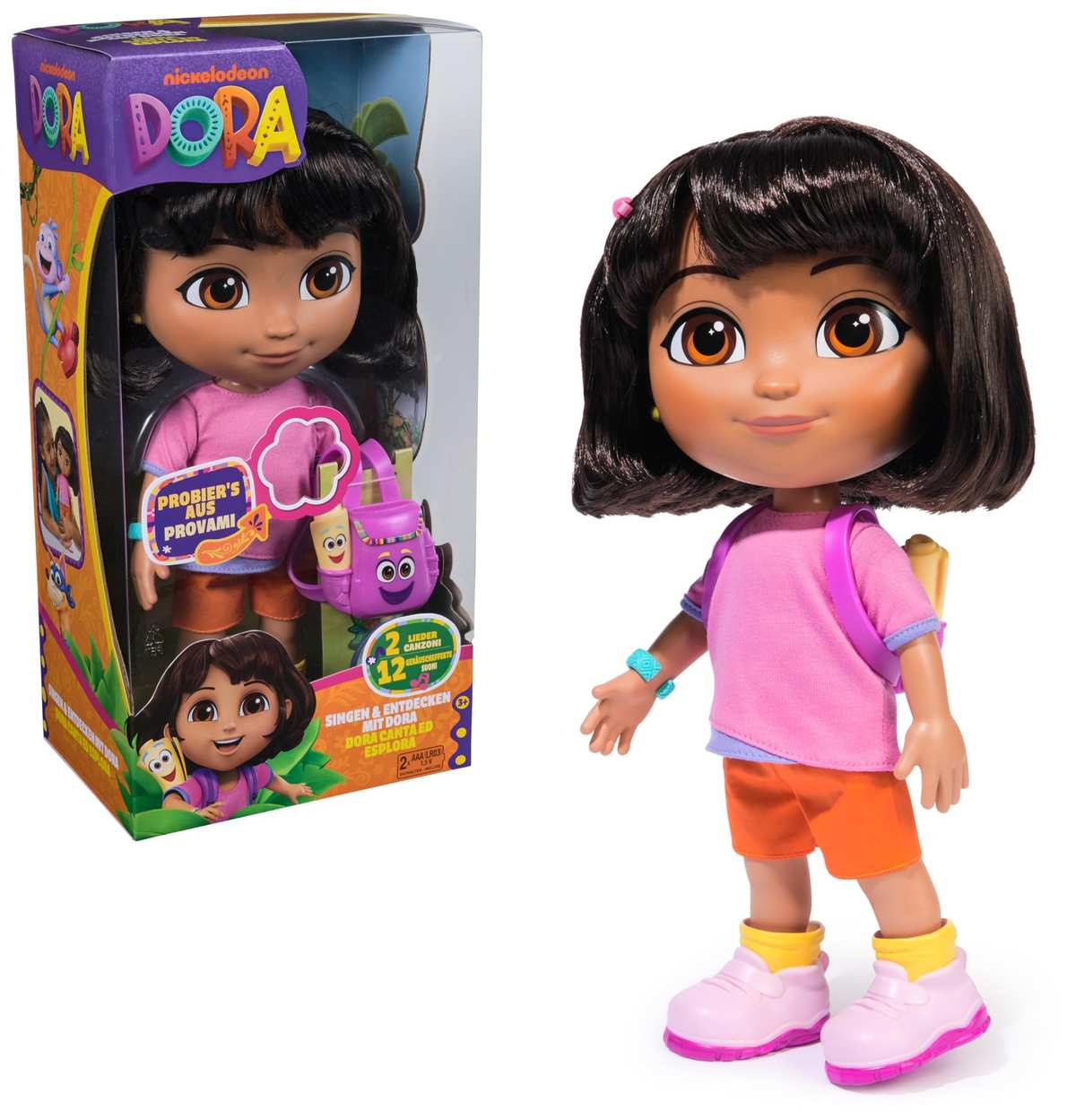 Dora Sing mit Mir Puppe 35 cm große Puppe TV-Serie mit 2 Liedern 12 Sätzen Deutsch/Englisch Italienisch/Englische Sprachversion 3+