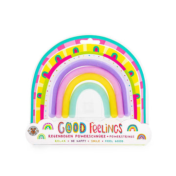 TRENDHAUS Powerschnur Set „Regenbogen“ mit Glitzer, 4 Stück, Sensorik-Spielzeug für Kinder