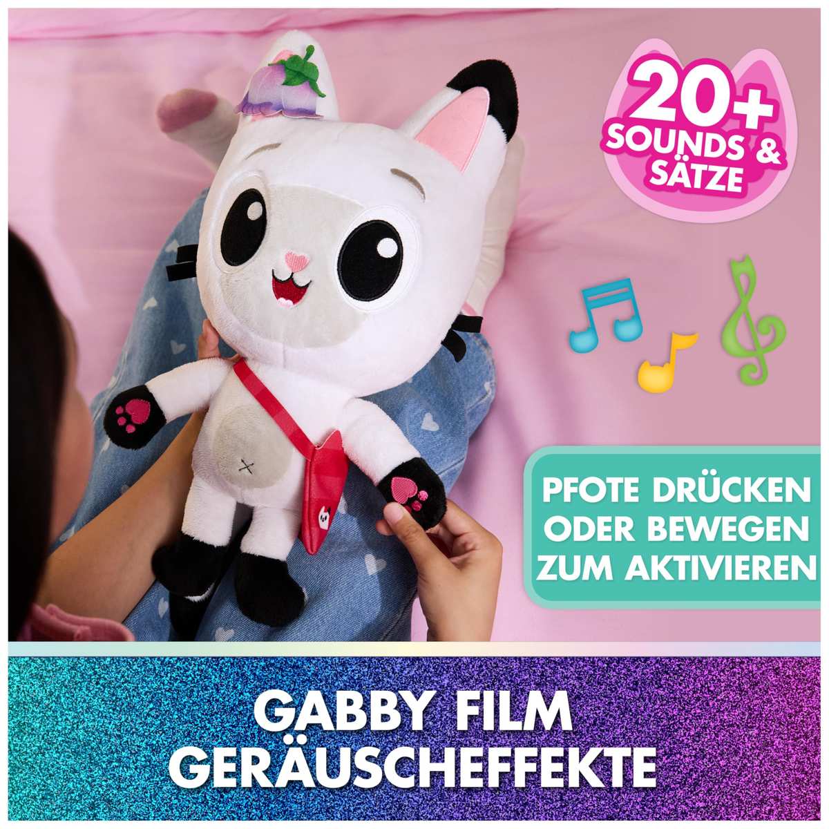 DREAMWORKS GABBY'S DOLLHOUSE: DER FILM Interaktiver Plüsch Panda Pfötchen 33cm Tasche + Zubehör 3+