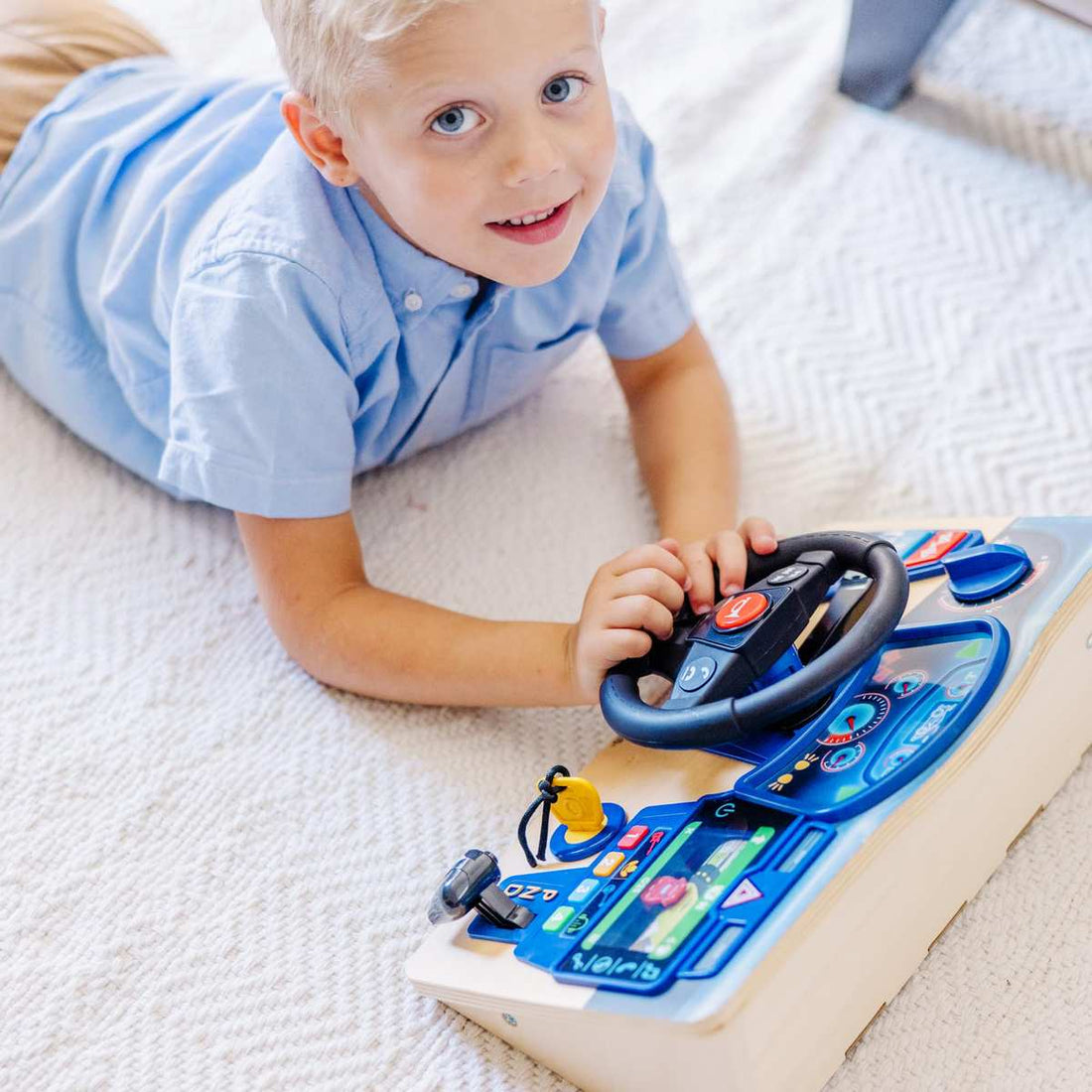 Melissa & Doug Vroom and Zoom Armaturbrett Holz Lenkrad Licht Soundeffekten 3+