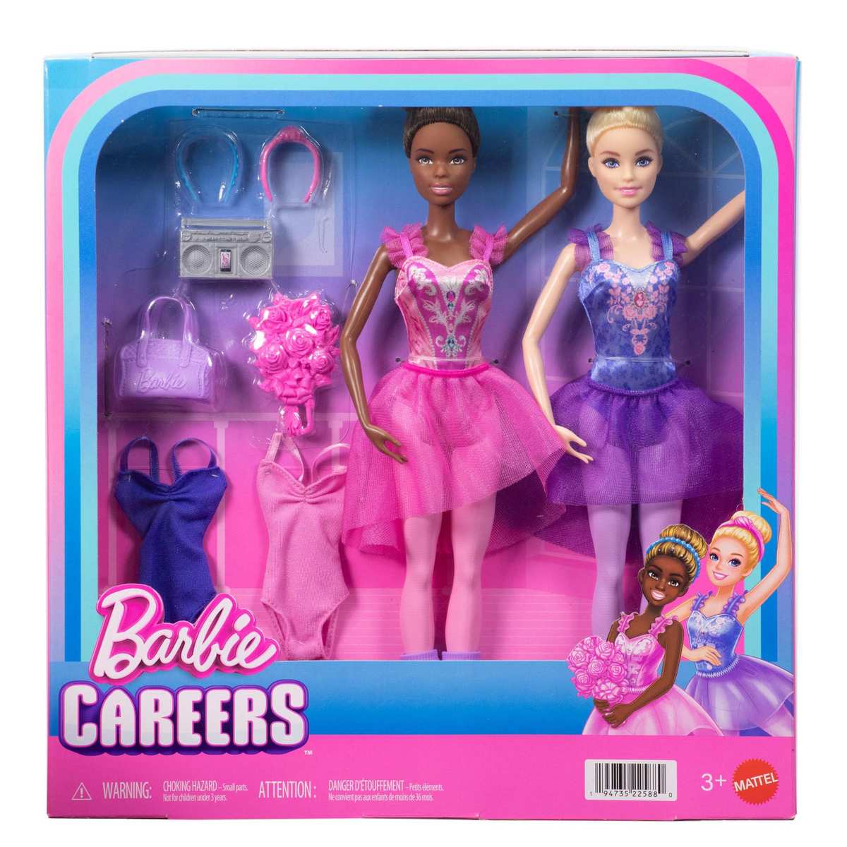 Barbie Ballettstudio Set mit 2 Puppen + 9 Zubehörteilen zusätzlichem Outfit 3+ HXC37