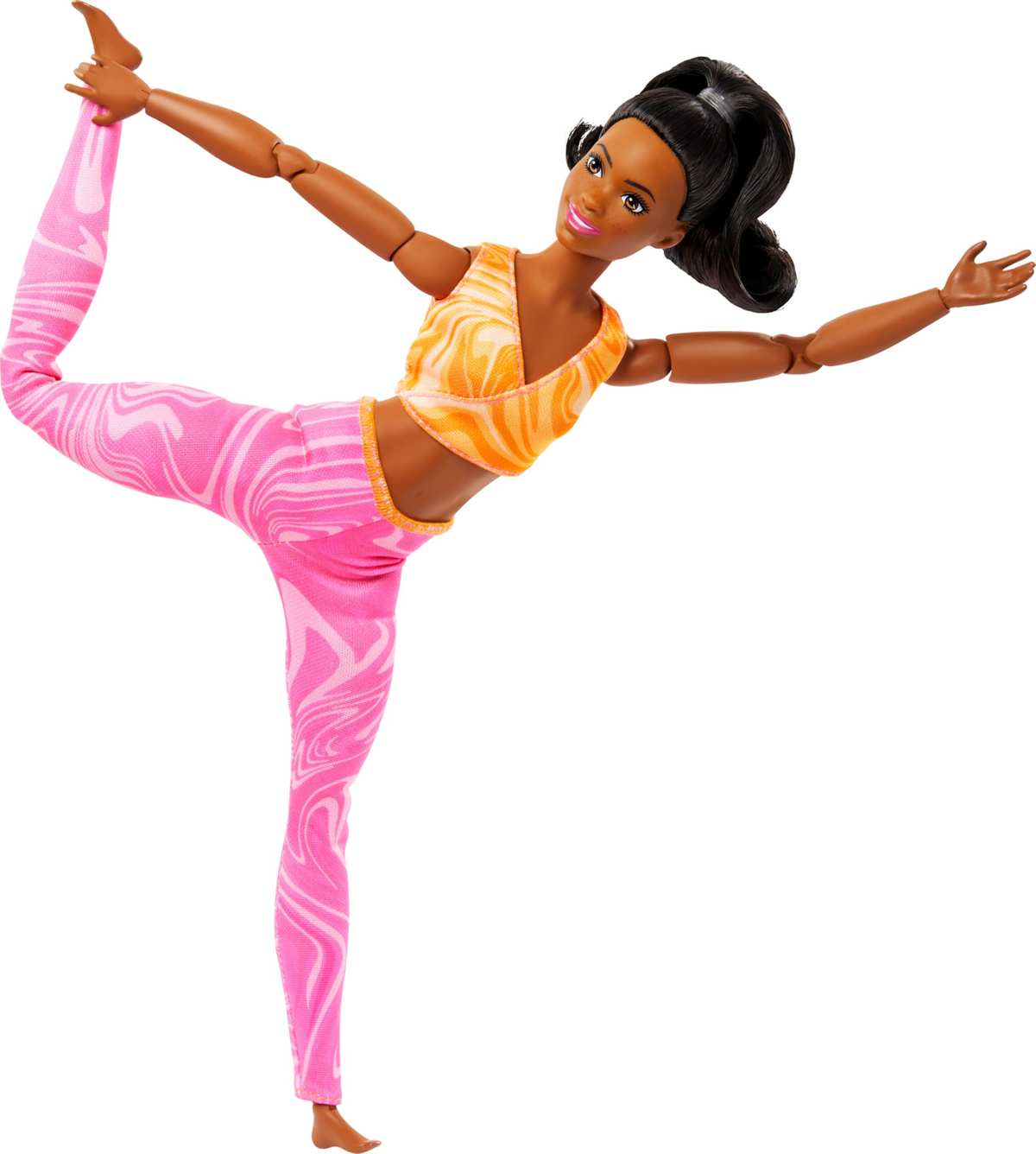 Barbie Made to Move Modepuppe brünett abnehmbarem Sport-Top und Hose biegbare Gelenke 3+