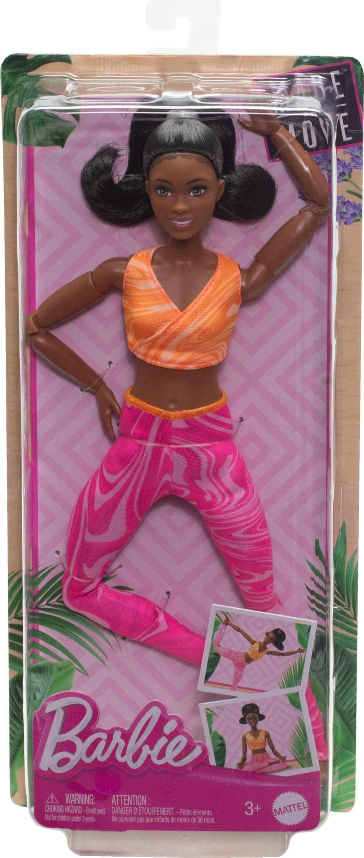 Barbie Made to Move Modepuppe brünett abnehmbarem Sport-Top und Hose biegbare Gelenke 3+
