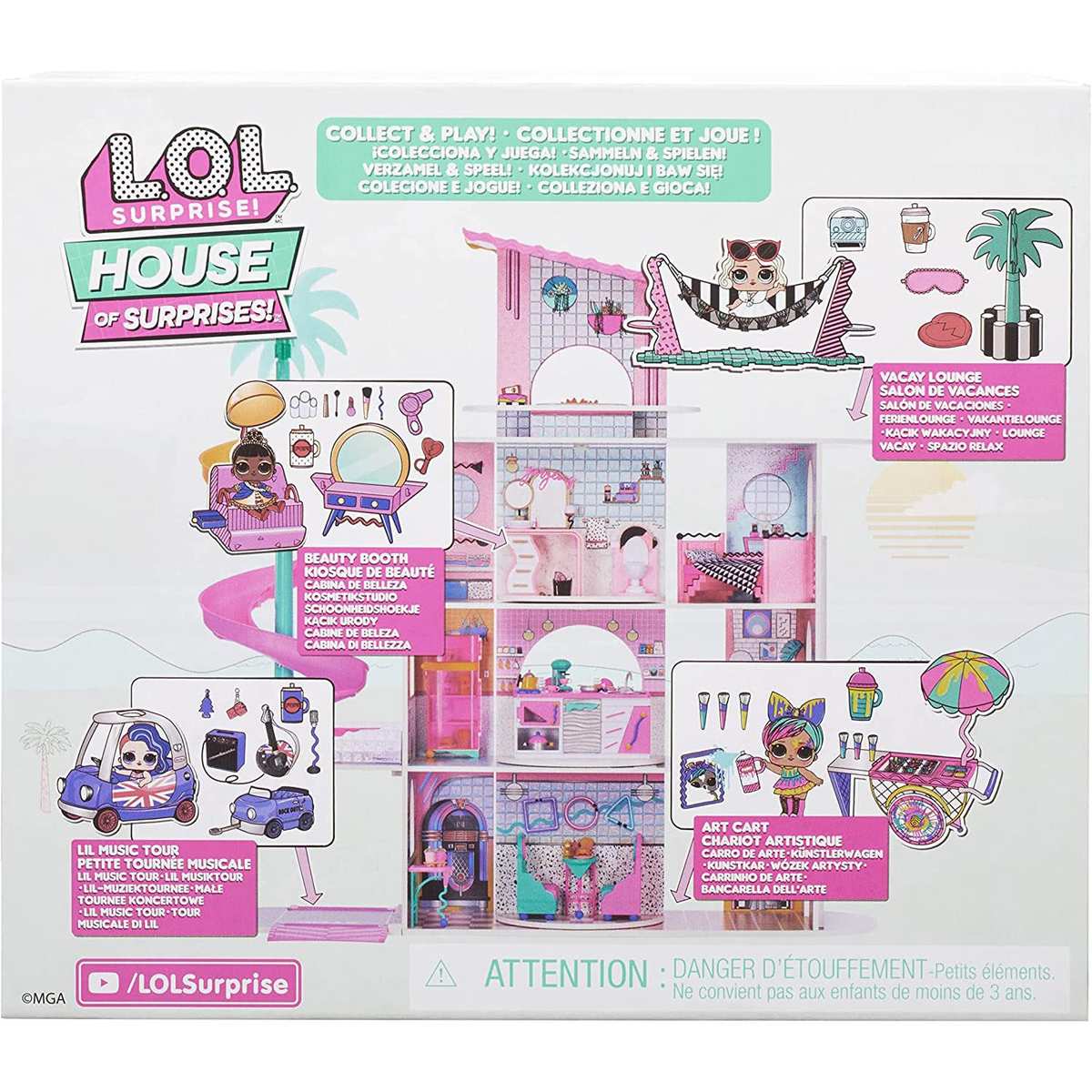 L.O.L. Surprise! OMG House of Surprises Playset Vacay Lounge 7,6 cm große Puppe Leading Baby 4+