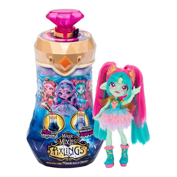 Magic Mixies Pixlings Puppe Amber im REH-Look Magische Enthüllung Zaubertrank-Flasche 5+