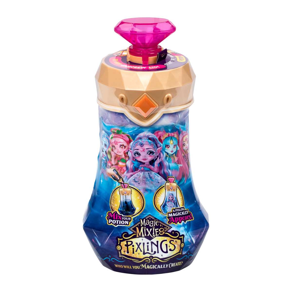Magic Mixies Pixlings Puppe Amber im REH-Look Magische Enthüllung Zaubertrank-Flasche 5+