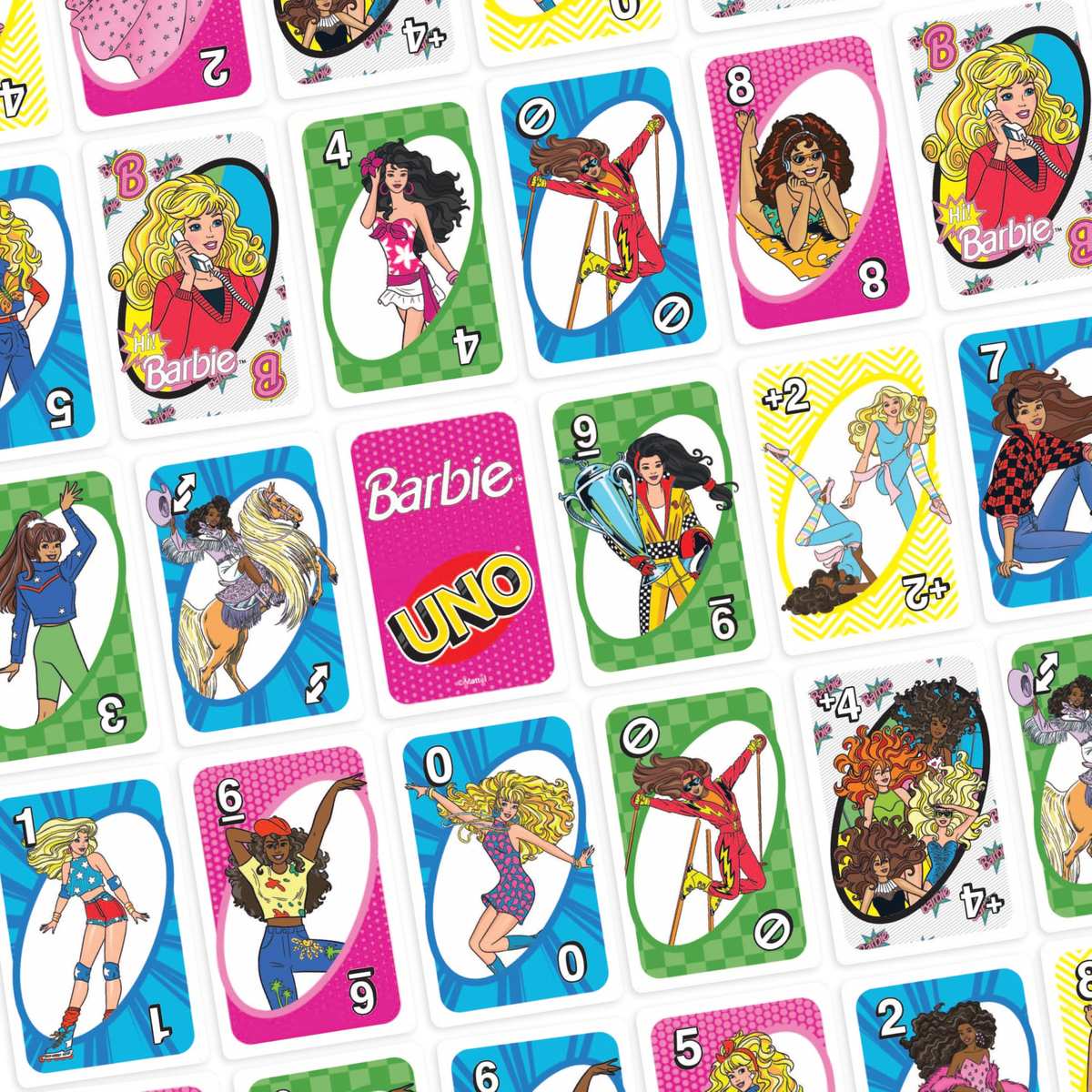 Mattel Games UNO Barbie Kartenspiel spezielle Hi Barbie! Regeln 7+ 2-4 Spieler