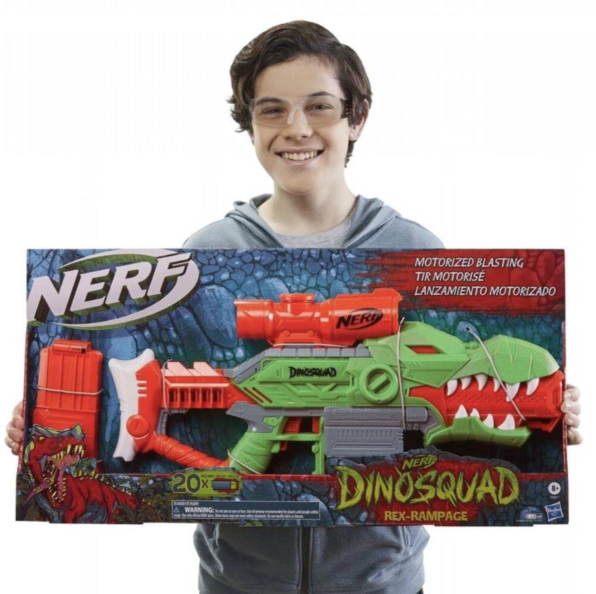 Nerf DinoSquad Rex-Rampage motorisierter Blaster 10-Dart Clip-Magazin 20 Nerf Darts 10-Dart Aufbewahrung 8+