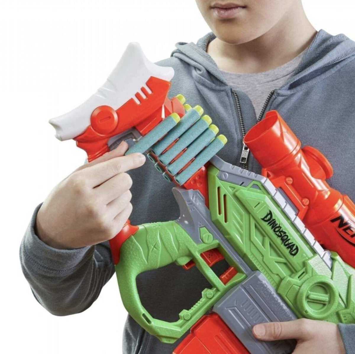 Nerf DinoSquad Rex-Rampage motorisierter Blaster 10-Dart Clip-Magazin 20 Nerf Darts 10-Dart Aufbewahrung 8+