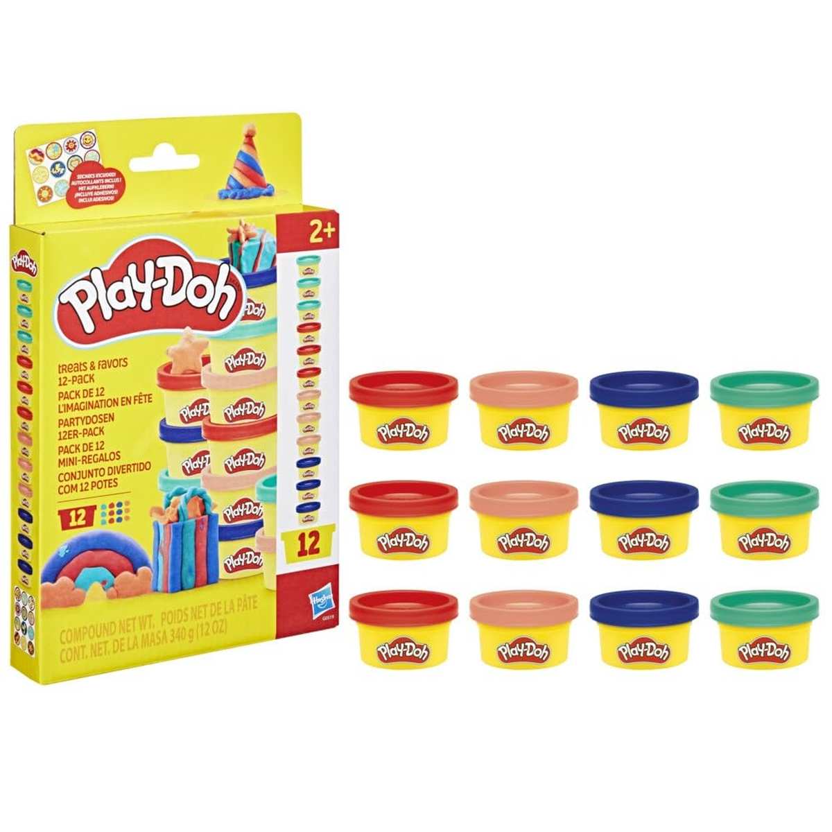 Play-Doh Partydosen 12er-Pack Knetmasse verschiedenen Farben 28 g/pro Dose Bastel-Set ab 3 Jahren Kinderpartys Schule