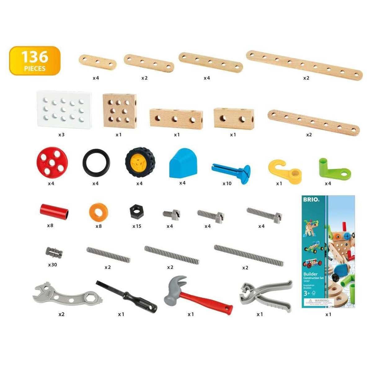 BRIO Builder Box, 135 Teile Konstruktionsspielzeug ab 3 Jahre