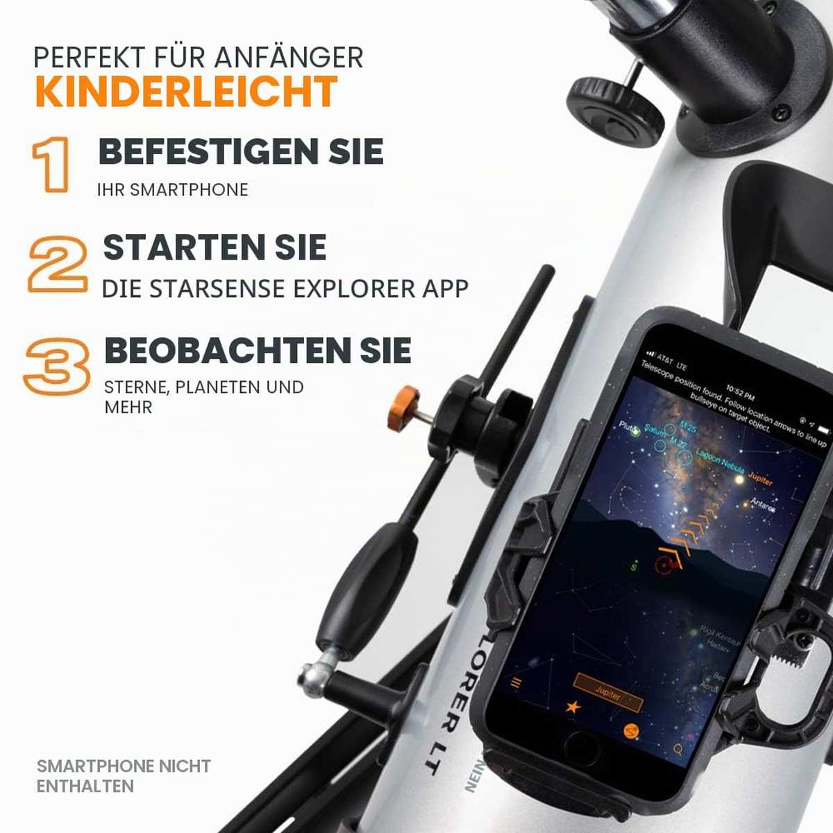 Celestron StarSense Explore LT114AZ 22452 Newtonian Reflector Telescope Dobson-Tischteleskop mit iOS/Android kompatibel