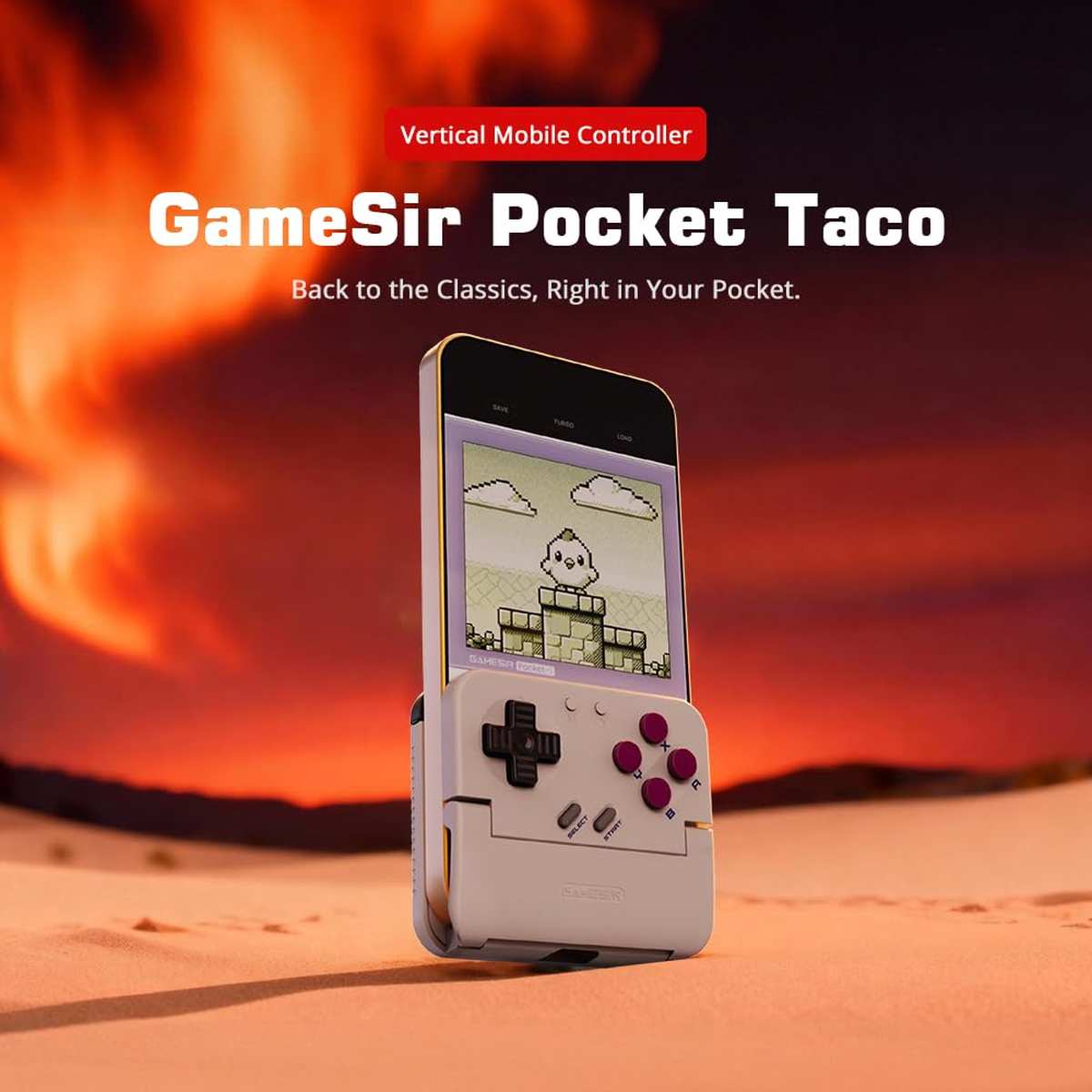 GameSir Pocket Taco Verticaler Mobiler Gaming-Controller Retro Arcade Bluetooth Gamepad f. Android & Smartphone Weiß