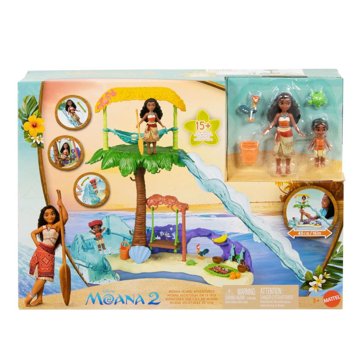 Mattel Disney Vaiana 2 Insel-Abenteuer Spielset und 2 kleine Puppen 3+