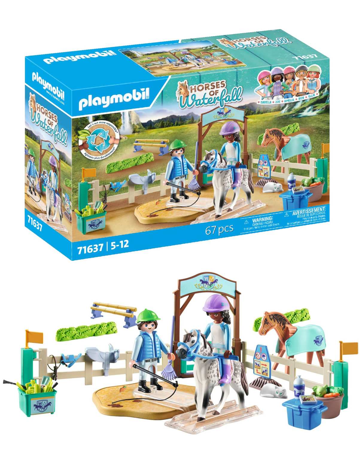 PLAYMOBIL Horses of Waterfall 71637 Moderne Reitschule inklusive beweglicher Longierplatte Pferd + Zubehör 5+